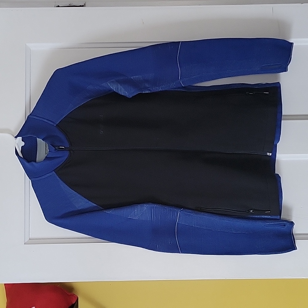 Smartwool Intraknit Merino Sport Full-Zip Jacket. Women's Medium, blue & black